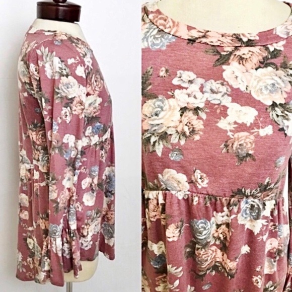 Boho Chic Floral Flowy Stretchy Tunic Top - Picture 6 of 9